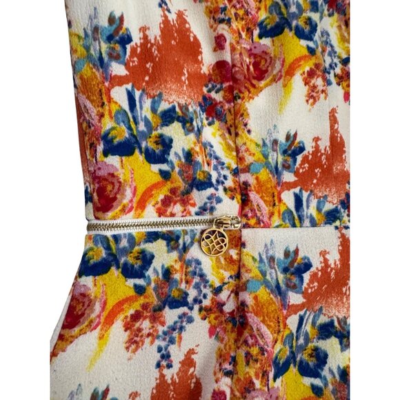 Antonio Melani Floral Print Cap Sleeve Dress With Zipper Accents Size 2 - Picture 3 of 14